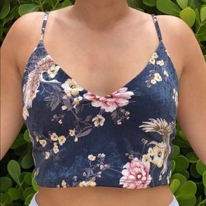 Velvet floral crop top
